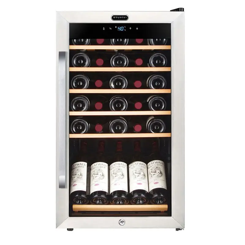 Whynter 34 Bottle Freestanding Stainless Steel Refrigerator Presentation Shelf and Digital Regulation, FWC-341TS