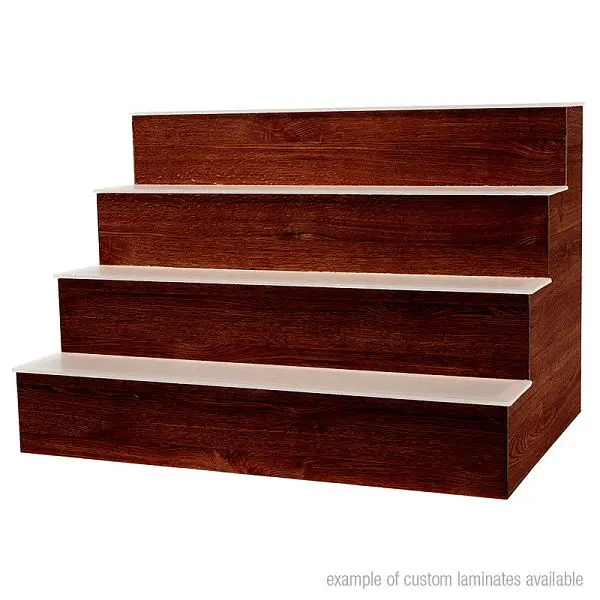 Buffet Improvements Bar Back Riser, 4-Step x 36” black custom laminates available, 010RLB364 Buffet Enhancements
