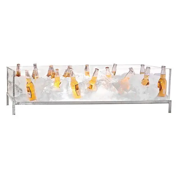 Buffet Improvements Presentation Beer Acrylic 48” x 16” x 14” SS stand and drain, 010BDA48 Buffet Enhancements