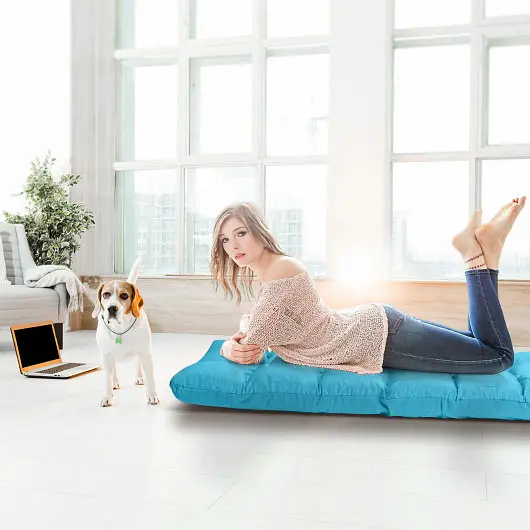 Costway 14-Position Adjustable Folding Lazy Gaming Sofa, Light Blue, HW66636PB