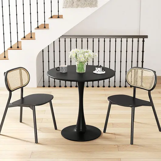 Costway 31.5" Round Dining Table Anti, Slip PP Ring, Midnight Black, HV10506DK