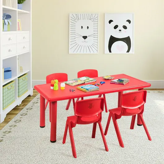 Costway 4-pack Kids Nylon Stackable Classroom Chairs, Ruby, HW64568RE-4