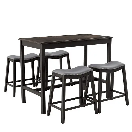 Costway 5-Piece Dining Set 4 Upholstered Stools, KC55251