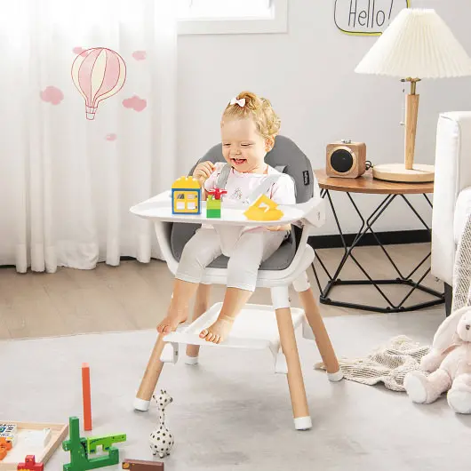 Costway 6--1 Baby High Chair Removable Dishwasher and Secure Tray, White, AD10017WH