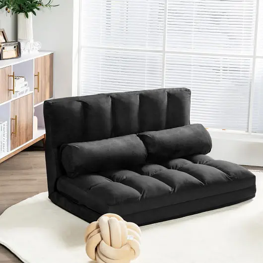 Costway 6-Position Foldable Floor Sofa Bed Detachable Cloth Cover, Ebony, HW66174HS