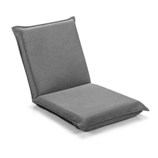 Costway Adjustable 6 positions Folding Lazy Man Sofa Chair Floor Chair, Silver Gray, HW65605GR