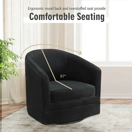 Costway Assembly Accent Chair 360-Degree Swivel Metal Base Living Room, HV10064