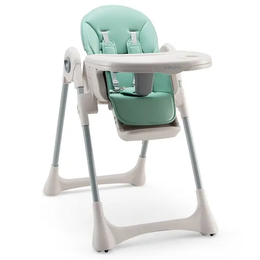 Costway Baby Folding High Chair Dining Chair Adjustable Height and Footrest, Green, AD10004LS