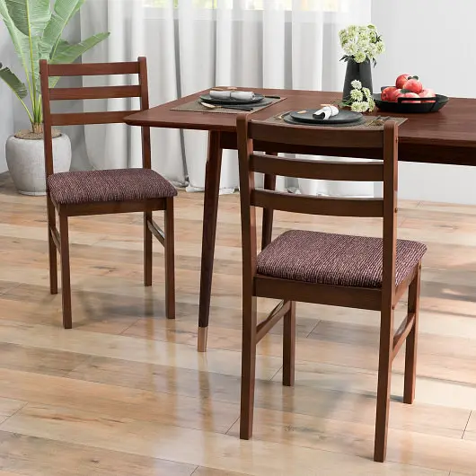 Costway Chemical-Resistant Set 2 Mid-Century Wooden Dining Chairs-Espresso, KC55627ES