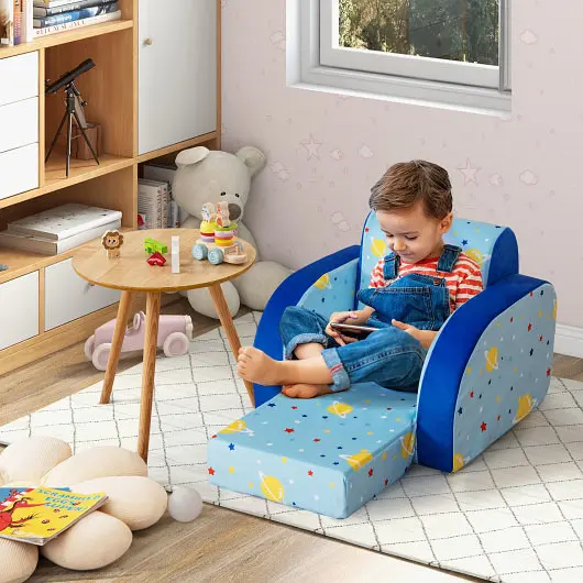Costway 3 1 Convertible Flip Open Kids Sofa Nap Play Sleep, HY10210BL