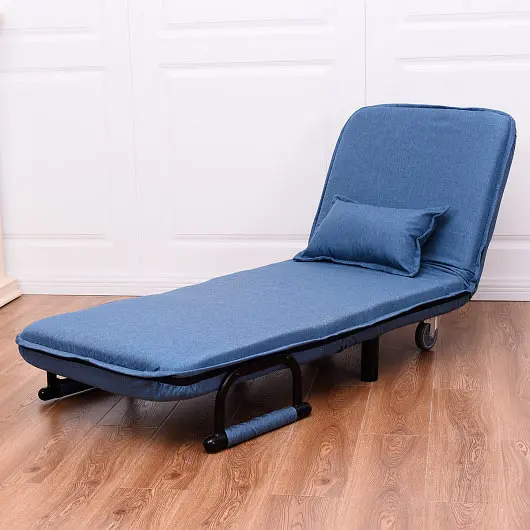 Costway Convertible Folding Leisure Recliner Sofa Bed, Blue, HW54759BL