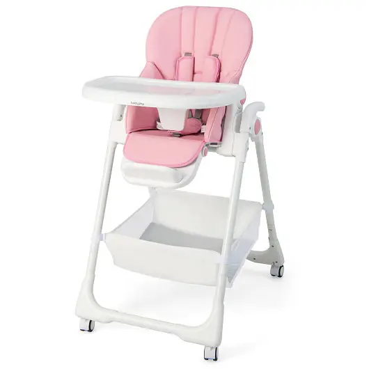Costway Convertible Infant Dining Chair 5 Backrest and 3 Footrest Positions, Pink, AD10046PI