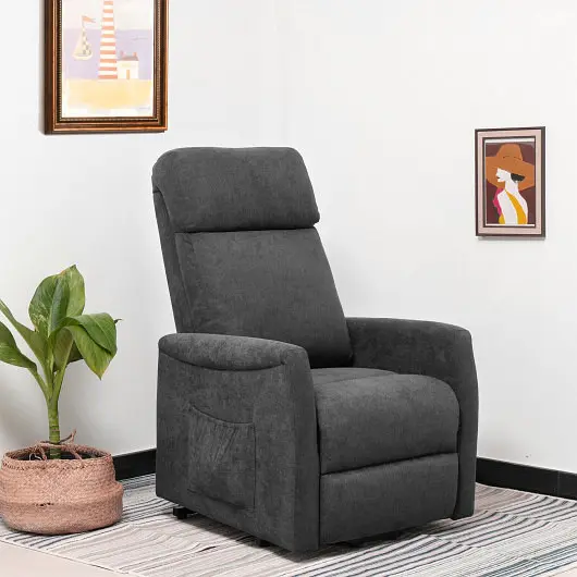 Costway Corrosion-Resistant Power Lift Recliner Chair Remote Regulation Elderly, Grey, JL10015US-GR