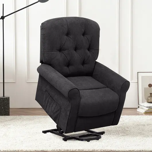 Costway Deluxe Recliner Chair Sofa Elderly Side Pocket and Remote Regulation, Onyx, JL10019US-DK