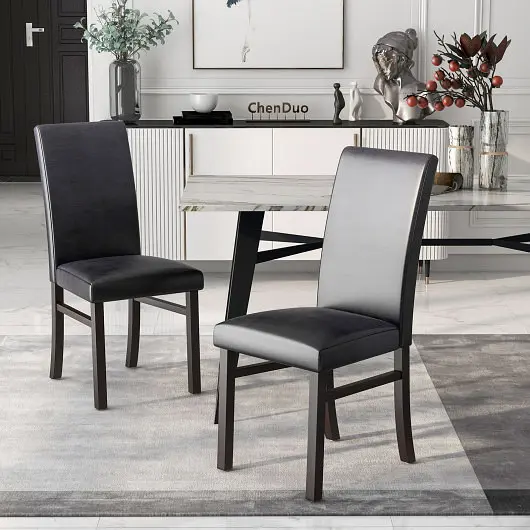 Costway Dependable Upholstered Dining Chairs Set 2 Solid Rubber Wood Legs, KC55961