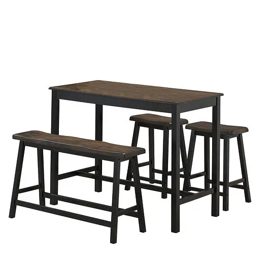 Costway 4 Each Solid Wood Counter Height Dining Table Set, Coffee, HW58977CF