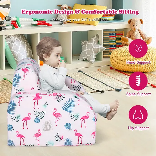 Costway Eco-Friendly 3--1 Convertible Kid Sofa Bed Flip-Out Chair Lounger Toddler, Pink, HV10048PI
