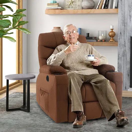 Costway Electric Power Lift Recliner Chair Adjustable Backrest and Footrest, Brown, HV10261BN+