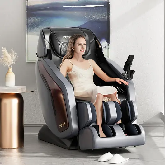 Costway Enjoyment 05 - 3D SL Monitor Thai Stretch Zero Gravity Full Body Massage Chair Recliner, Black, JL10005WL-PB