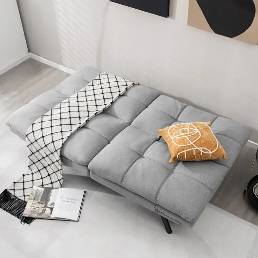Costway Flexible Convertible Memory Foam Futon Sofa Bed Adjustable Armrest, Charcoal, HV10326GR