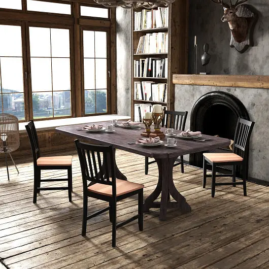 Costway Flexible Set 4 Dining Chair Spindle Back Wooden Legs, KC53338