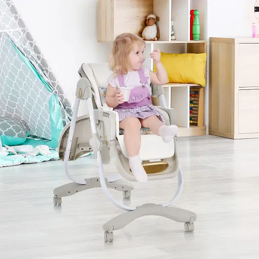 Costway Folding Baby Dining High Chair Adjustable Height and Recline, Charcoal, AD10049GR