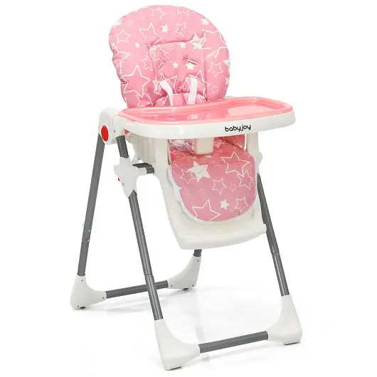 Costway Folding Baby High Dining Chair 6, Level Height Adjustment, Pink, BB5656PI
