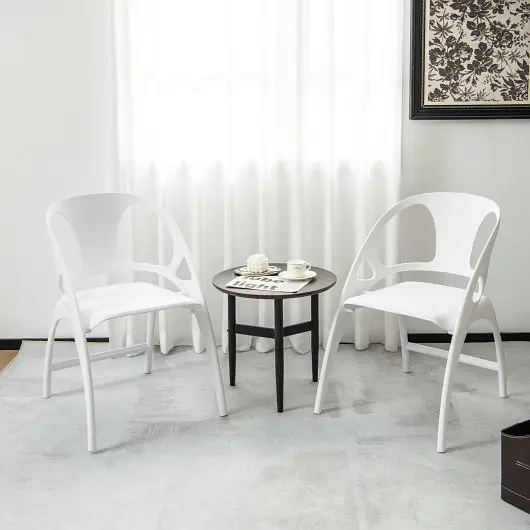 Costway Folding Dining Chairs Set 2 Armrest and High Backrest, White, KC54714WH-2