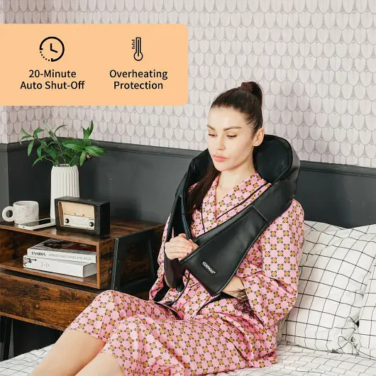Costway Fortified Shiatsu Neck Massager Heat and Deep Tproblem 3D-Kneading, Black, JS10016US-DK