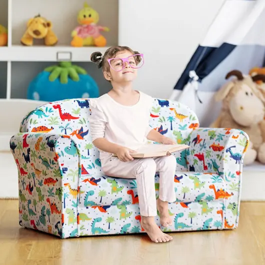 Costway Hardened Double Kids Dinosaur Sofa Children Armrest Couch, HW65604
