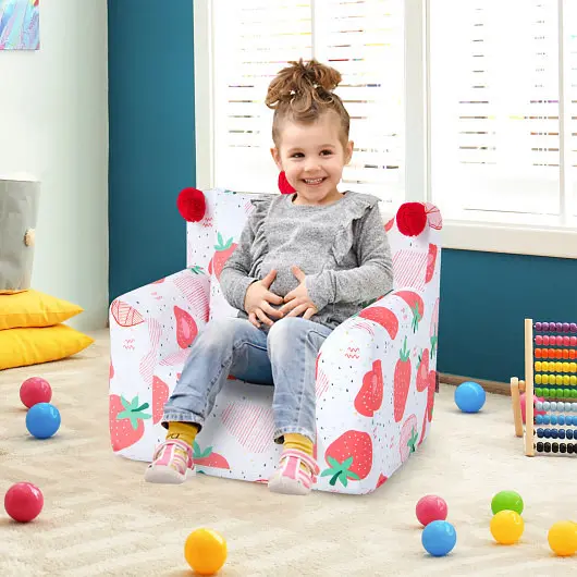Costway High-density Padding Kids Sofa Armrest and Extra Pilow, Pink, HY10222PI