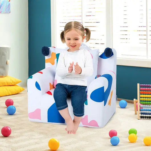Costway High-density Padding Kids Sofa Armrest and Extra Pilow, Multicolor, HY10222WH