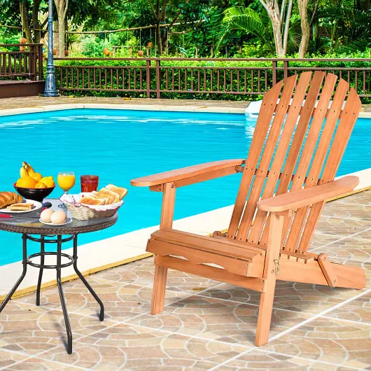 Costway High-Performance Eucalyptus Chair Foldable Outdoor Wood Lounger Chair, HW63703