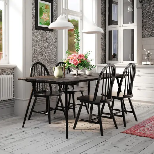 Costway High-Performance Set 2 Vintage Windsor Wood Chair Spindle Back Dining Room, Black, KC52810BK
