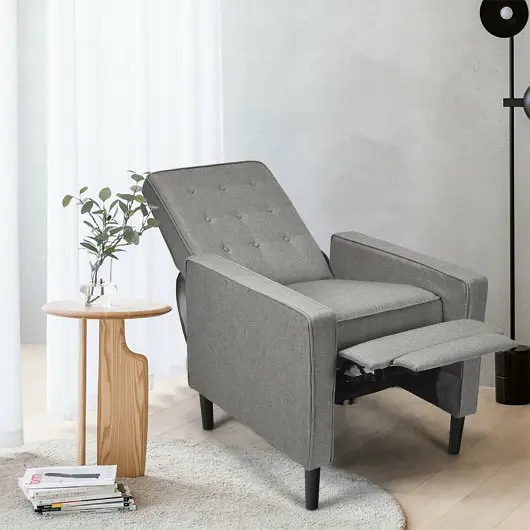 Costway High-Quality Mid-Century Push Back Recliner Chair, Grey, HW65860GR