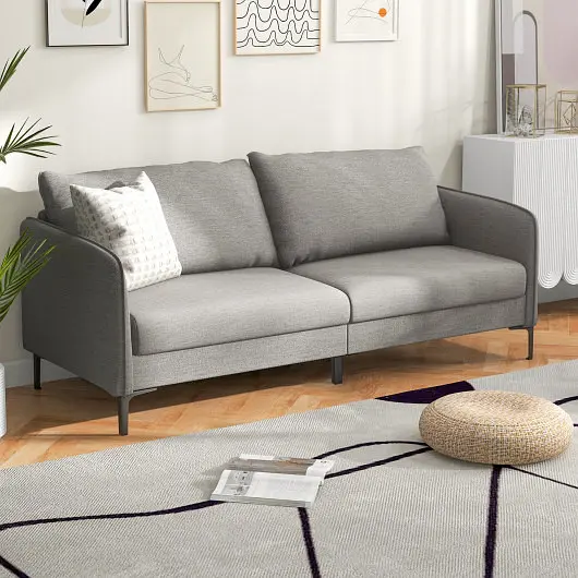 Costway Impact-Resistant Modern 76 Inch Loveseat Sofa Couch Apartment Dorm Metal Legs, Gunmetal, HV10205GR+