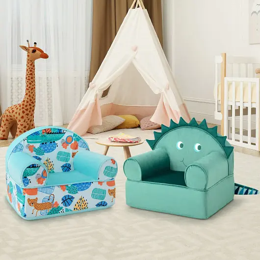 Costway Improved Original Kids Sofa Armrest and Thick Cushion, Green, HY10213GN