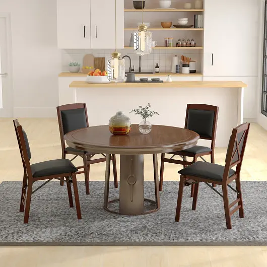 Costway Improved Set 2 Folding Dining Chairs Padded Seat and High Backrest, Chocolate, JV10980BN