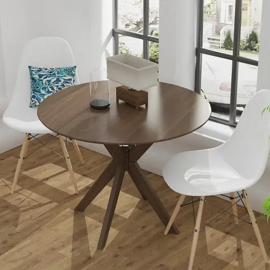 Costway 36 Inch Round Wood Dining Table Intersecting Pedestal Base, KC53447