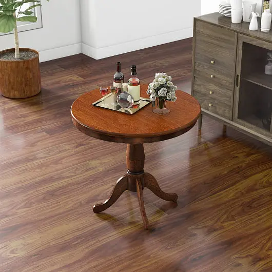 Costway 32 Inch Wooden Round Pub Pedestal Side Table, HW63397