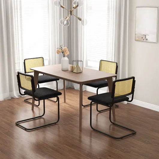 Costway Industrial-Strength 2 Pieces Mid-Century Modern Dining Chair Cantilever Design, Black, KC55390DK-2