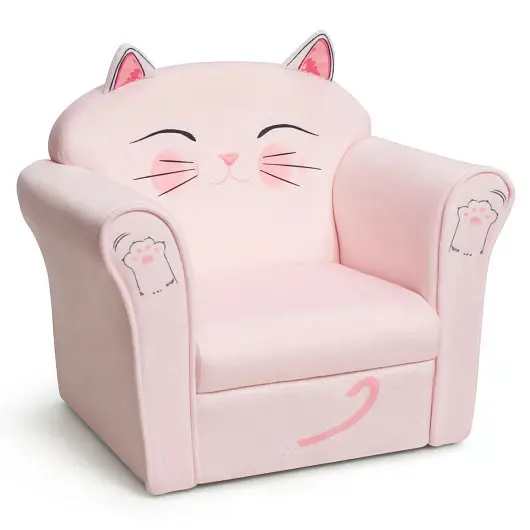 Costway Jumbo Kids Upholstered Cat Armrest Couch Sofa Linen Fabric, HW65438