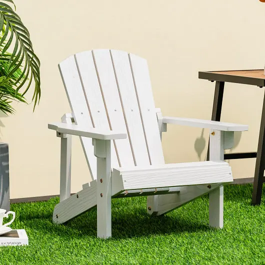 Costway Kid's Adirondack Chair High Backrest and Arm Rest, Bright White, NP11087WH