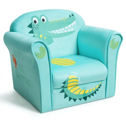 Costway Kids Crocodile Armrest Upholstered Couch, HW65436