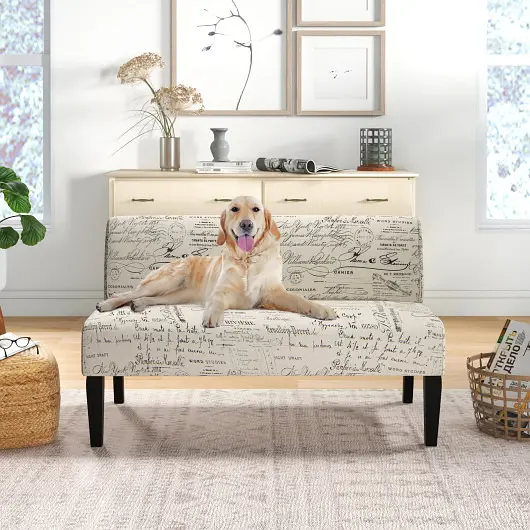 Costway Living Room Wooden Leg Armless Loveseat Sofa, Multicolor, JV10874HS