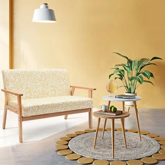 Costway Modern Fabric Loveseat Sofa Couch Upholstered 2, Seat Armchair, Canary Yellow, HW66545YW