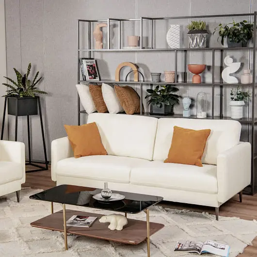 Costway Modern Loveseat Comfy Backrest Cushions, White, HV10182WL-12WH