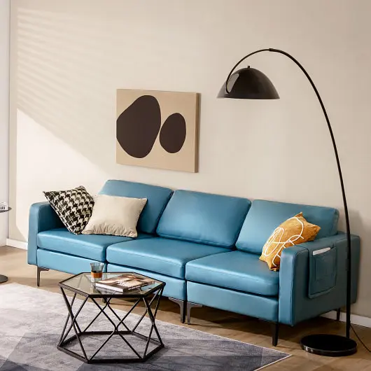 Costway Modern Modular L, Influenced Sectional Sofa Reversible Chaise and 2 USB Ports, Azure, HV10299NY-+HV10299NY-B+HV102...