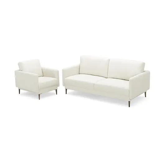 Costway Modern Sofa Couch Solid Metal Legs and Removable Backrest Cushion, Snow White, HV10182WL-WH+