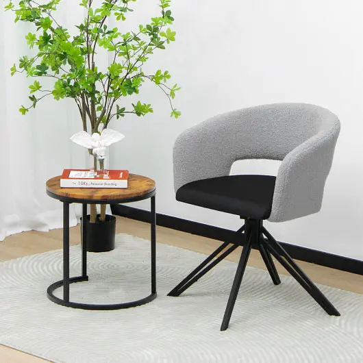 Costway Modern Swivel Accent Chair Solid Spring Steel Legs, Black, JV10361BK